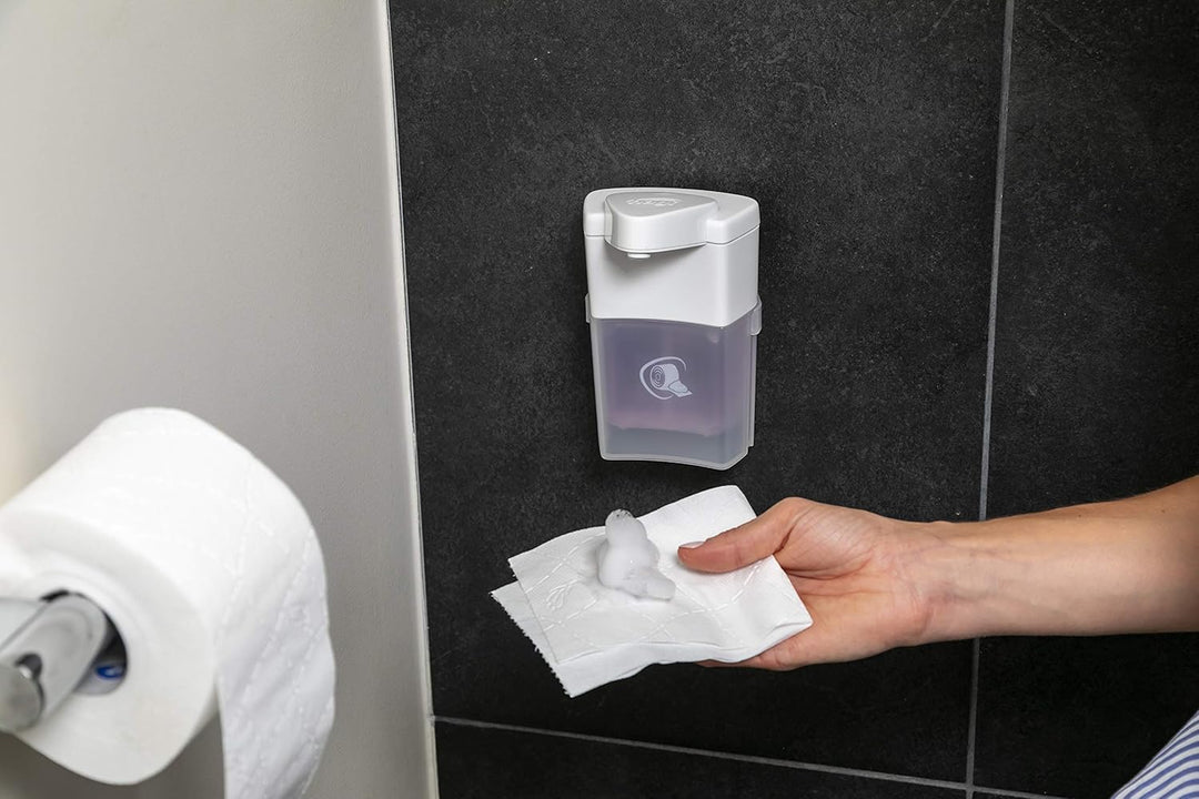 hagi Popo-Schaum statt feuchtem Toilettenpapier: berührungslos aus dem automatischen hagi Schaumspen