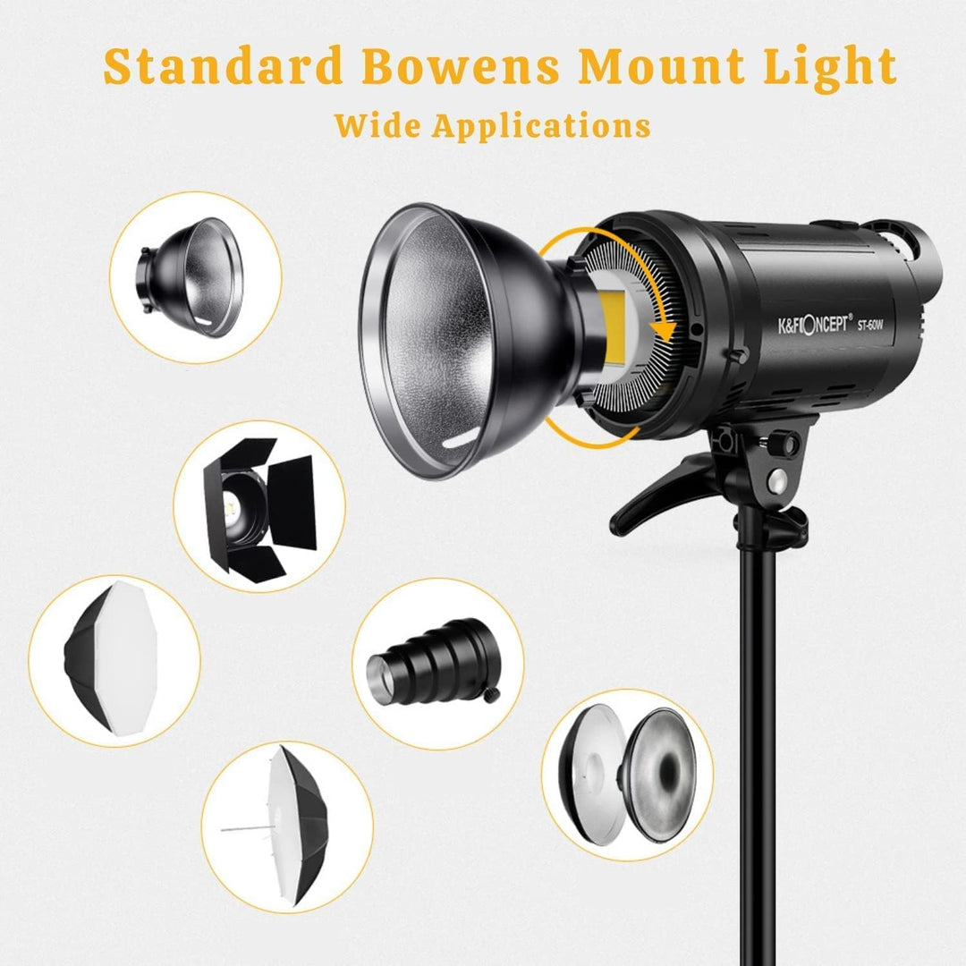 K&F Concept LED Studioblitz SL-60W CRI95+ LED 5600K LED Video Licht mit Auslöser, Fernbedienung, Ein