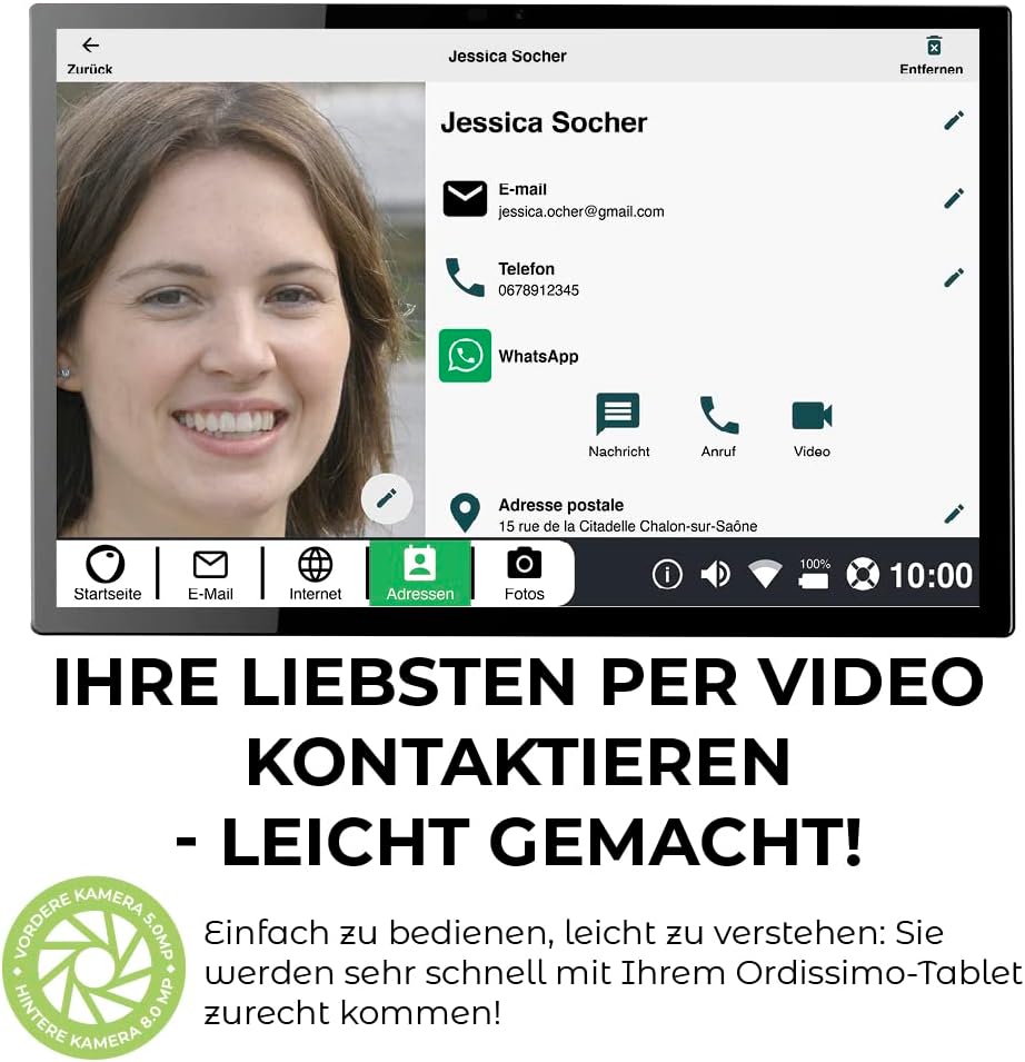 Ordissimo - Tablet Celia für Senioren - Einfache Bedienung - Grosses 10 Zoll Display mit Touchscreen