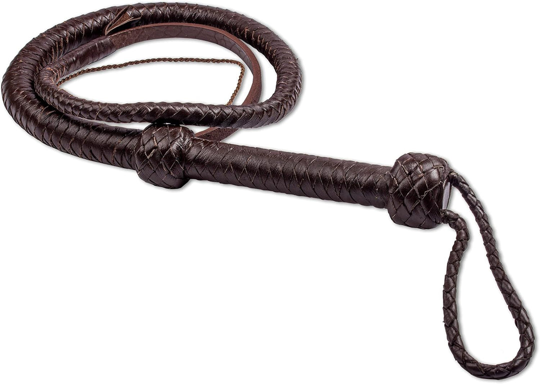 HADZAM Indiana Jones Peitsche, 3 m, 12 Zöpfe aus echtem Rindsleder, Seilkern, BullWhip, viele Farben