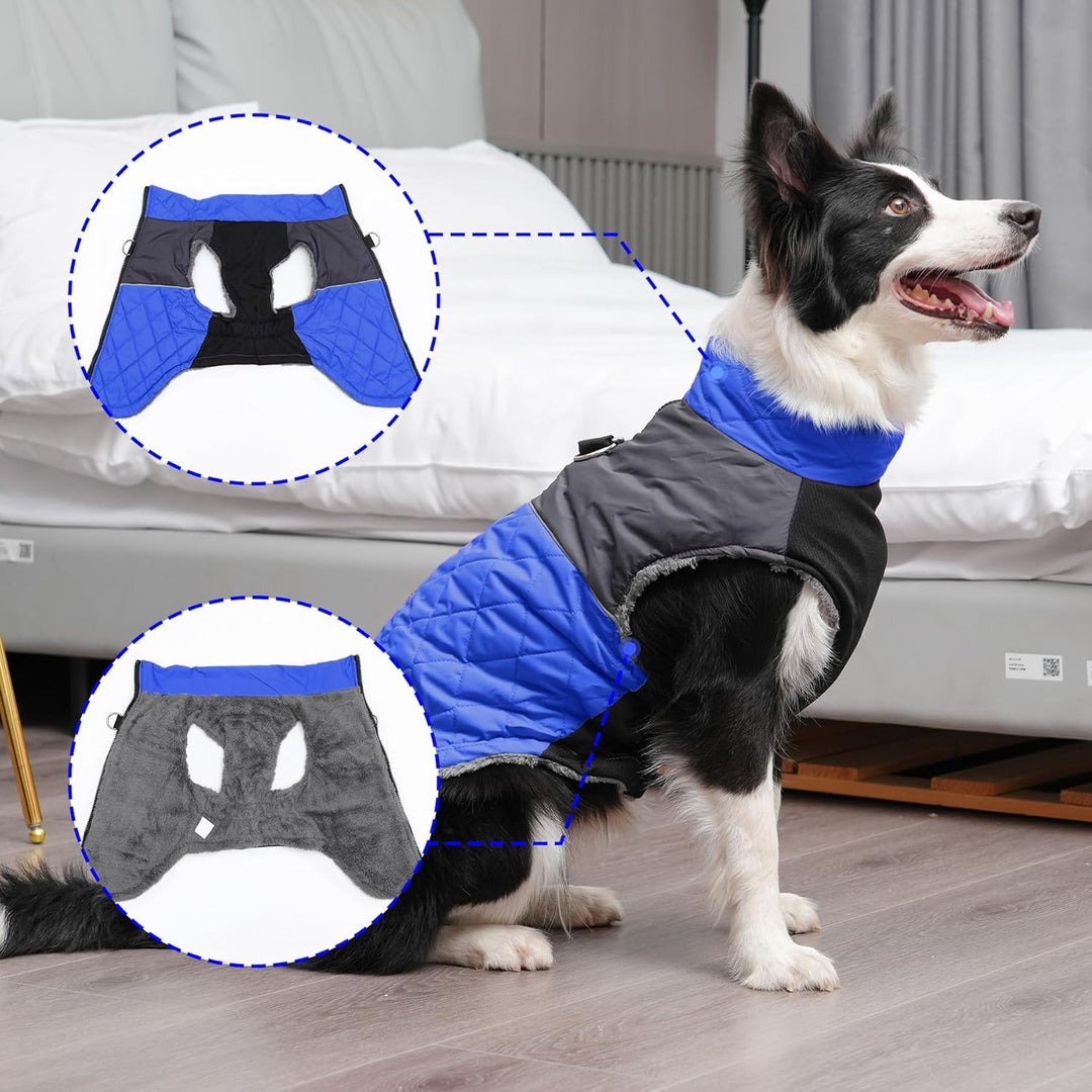 Warmer Fleece-Hundemantel für kleine Hunde, D-Ringe, wasserdichte Welpenjacke für den kalten Winter,