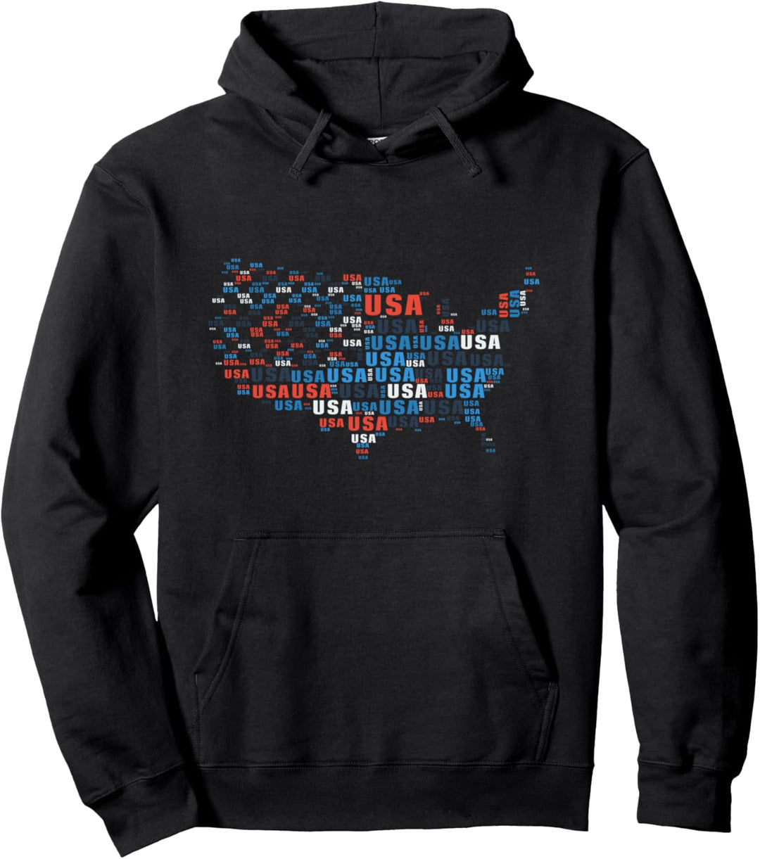 USA-Karte, patriotischer Veteranen, Menschen von Nordamerika, Herren Pullover Hoodie