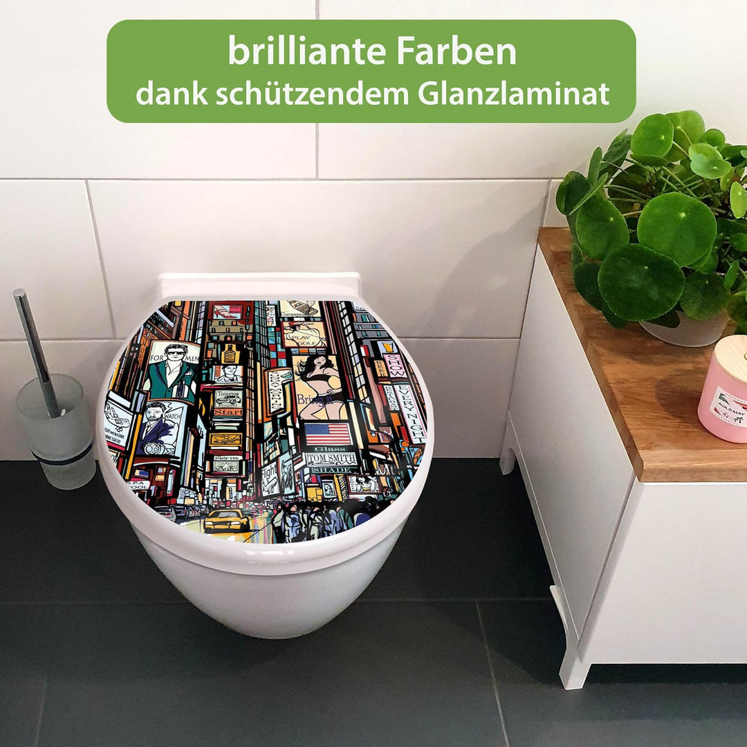banjado Toilettendeckel mit Absenkautomatik 44,5x37cm - Soft Close Toilettensitz - WC Sitz mit Absen