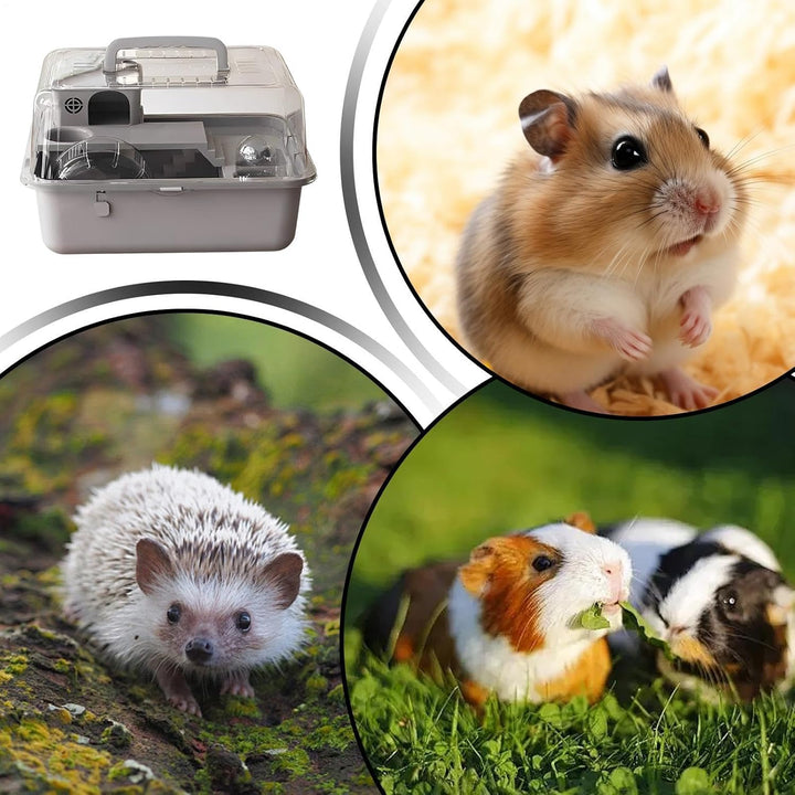 Hamsterhaus – mit Laufrad, transparente Tragetasche, 30,5 cm, Hamsterbox, Kleintierhaus, für syrisch
