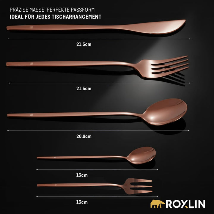 ROXLIN Premium Besteckset, 30-teilig, Gold, Edelstahl, Spülmaschinenfest, Elegantes Design, Tafelbes