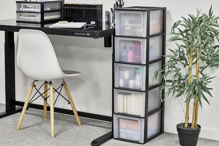 Iris Ohyama, Aufbewahrungsturm, Organizer, 5 Schubladen - 13L - L35.5 x B26 x H99.5 cm - Schwarz Sch