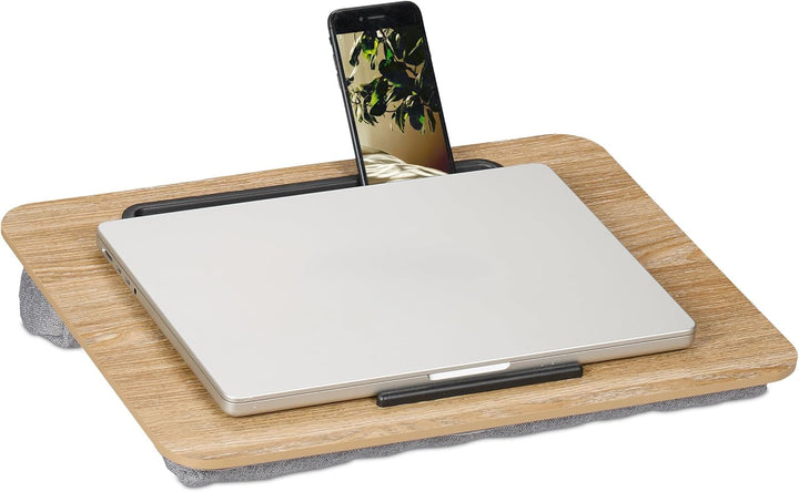 Relaxdays Laptopkissen mit Handyhalter, BxT: 42 x 32 cm, Laptopunterlage für Bett & Sofa, Laptop Kni