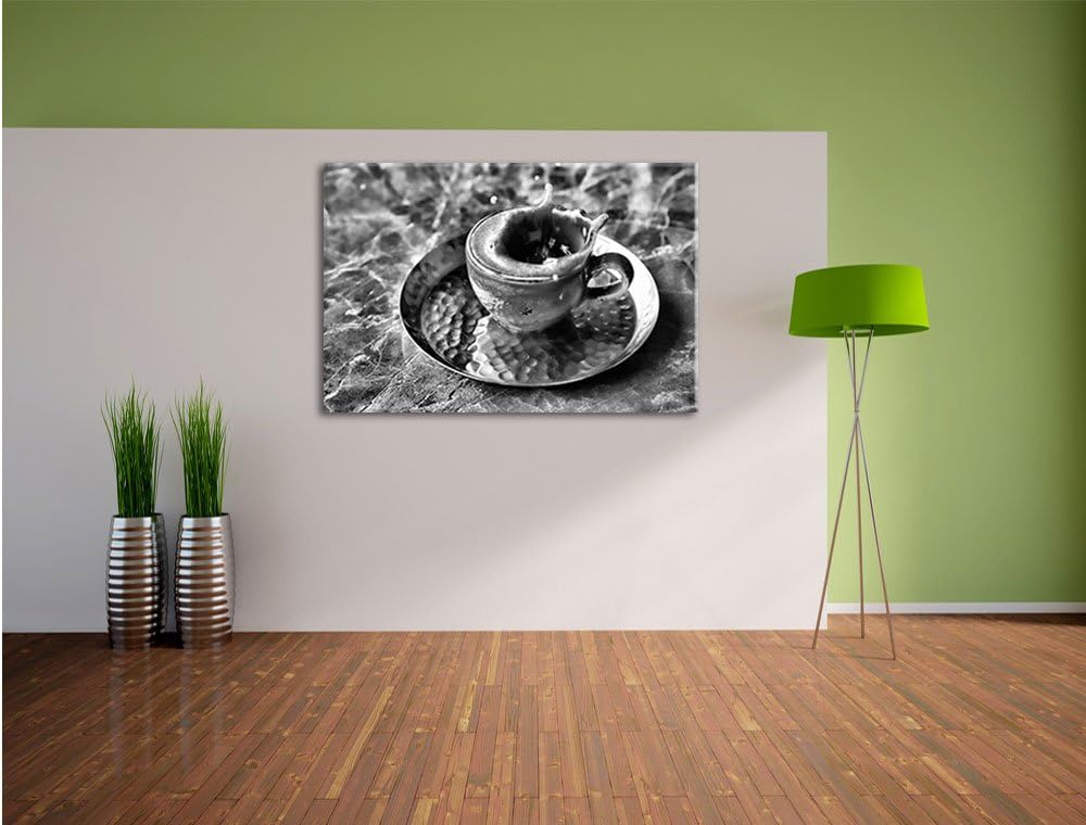 Pixxprint Kaffee spritzt aus Tasse als Leinwandbild/Grösse: 100x70 / Wandbild/Kunstdruck/fertig besp