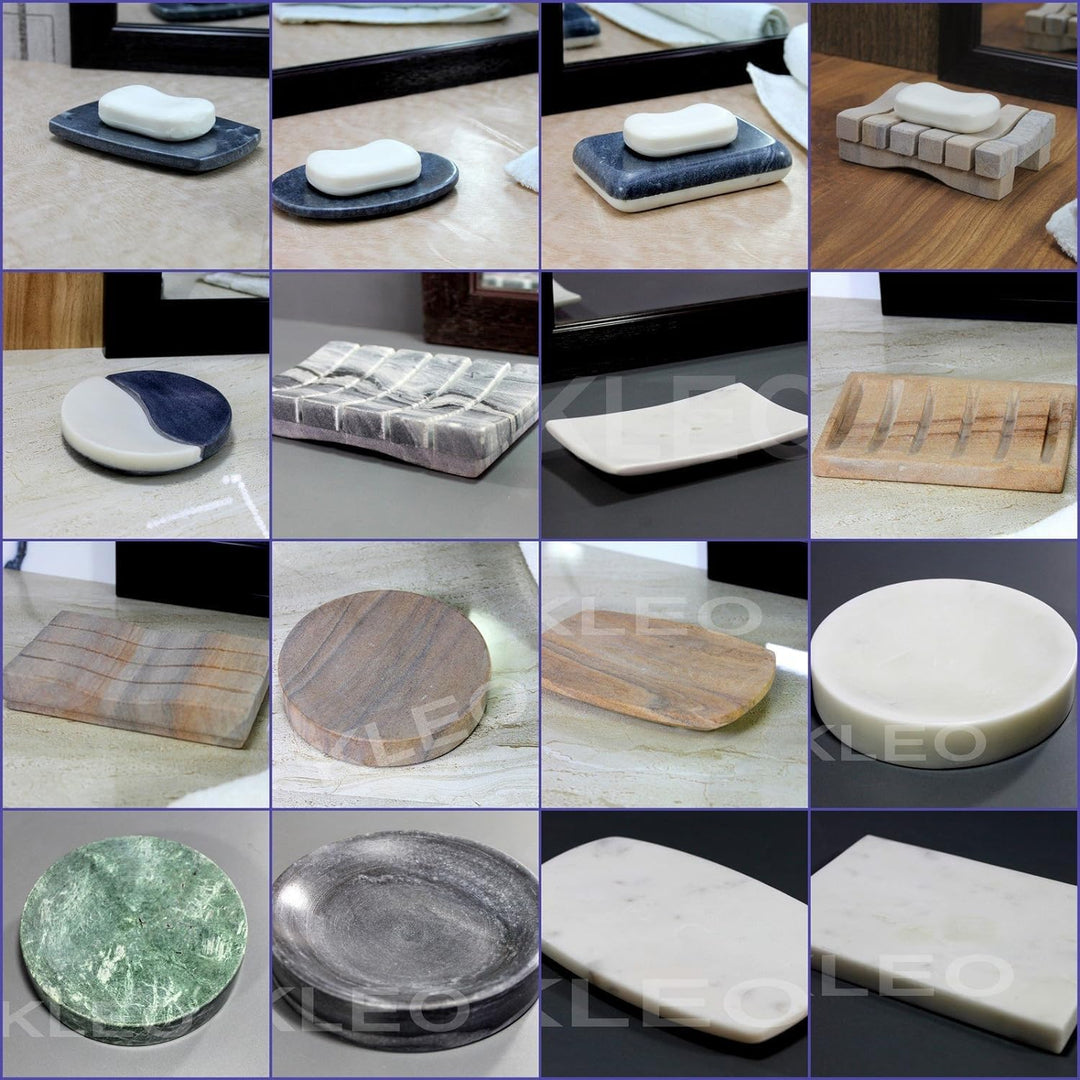 KLEO Seifenschale aus Marmor, Stein, Seifenhalter für Badezimmerzubehör, Badewanne, Waschbecken oder