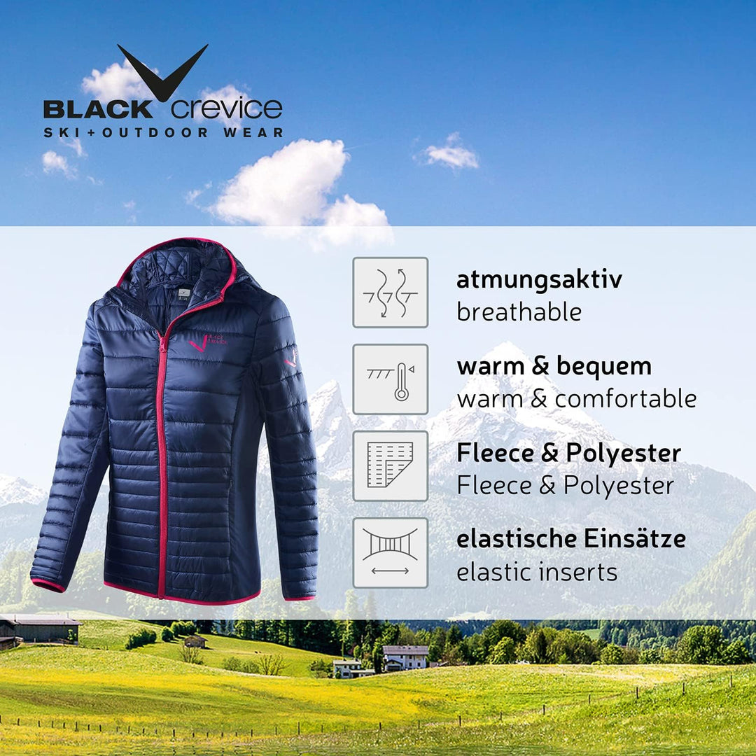 Black Crevice Hybrid-Jacke Damen I Damen-Funktionsjacke I Damen-Jacken mit 2 Reissverschlusstaschen
