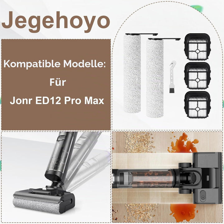 Bürstenrolle Filter Ersatzteile für Jonr ED12 Pro Max Akku Nass Trockensauger Zubehörset, 2 Bürstenr