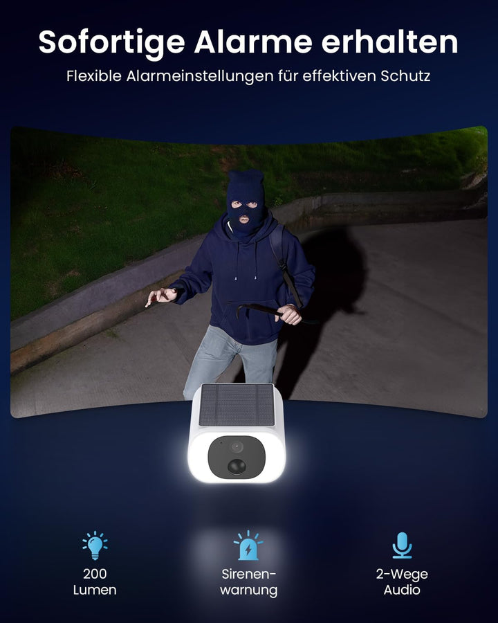 ieGeek 2K Überwachungskamera Aussen Akku, 2.4Ghz überwachungskamera Aussen Solar mit Built-In Solarp
