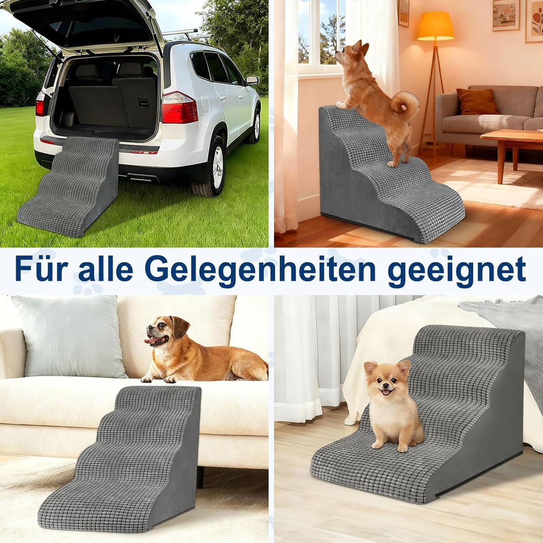 Hundetreppe für Kleine Hunde 50 cm Hoch, Haustiertreppe für Bett und Sofa aus Hochdichtem Schwamm, H
