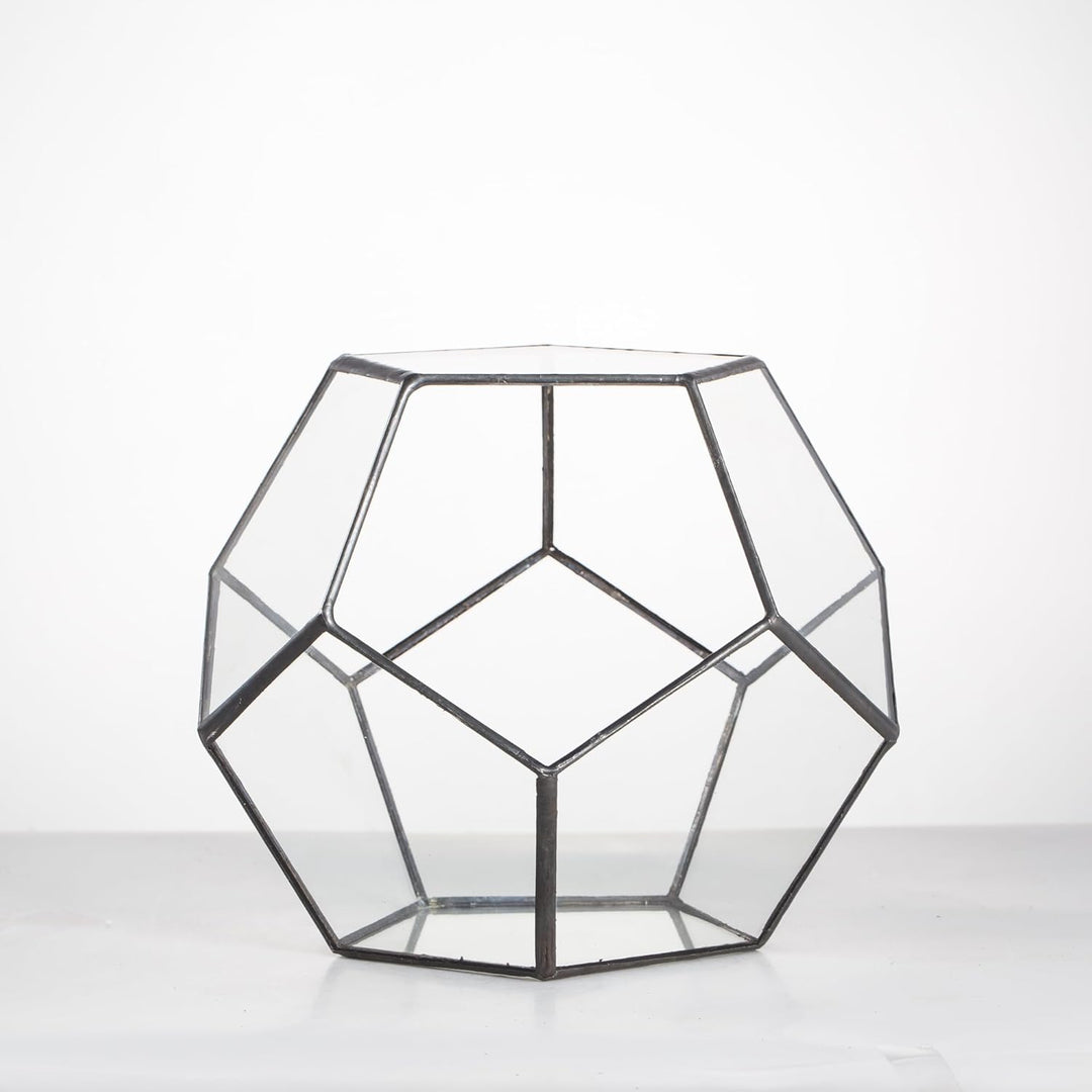 NCYP Handmade Blumentopf Transparentes fünfeckiges Dodekaeder Glas, Terrarium, auch für Sukkulenten,