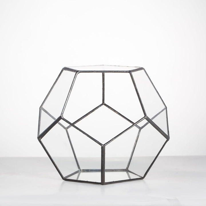 NCYP Handmade Blumentopf Transparentes fünfeckiges Dodekaeder Glas, Terrarium, auch für Sukkulenten,