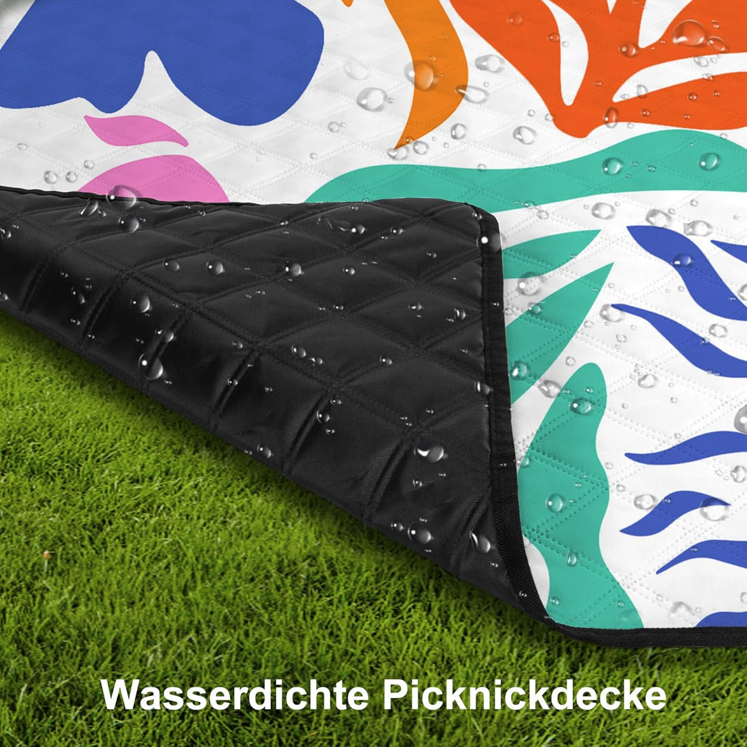 Picknickdecke XXL 200x200 cm,Stranddecke wasserdicht sandfrei, faltbare Strandmatte aus waschbarem D