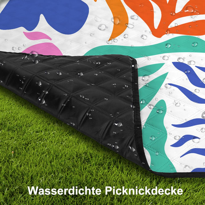 Picknickdecke XXL 200x200 cm,Stranddecke wasserdicht sandfrei, faltbare Strandmatte aus waschbarem D