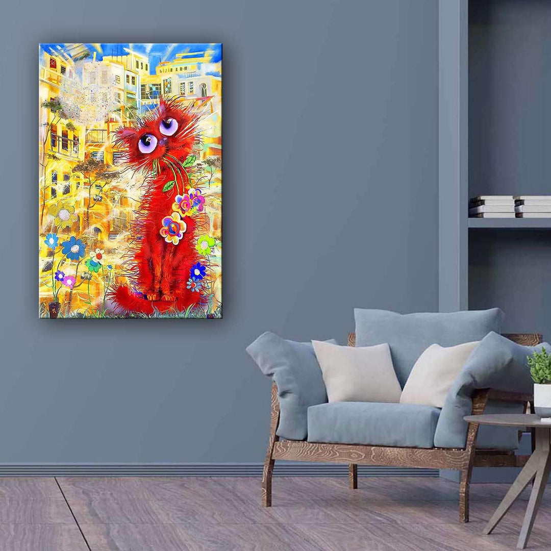 Startonight Bilder Niedliche Rote Lustige Katzen Malerei für Kinder - Leinwandbilder Moderne Kunst -