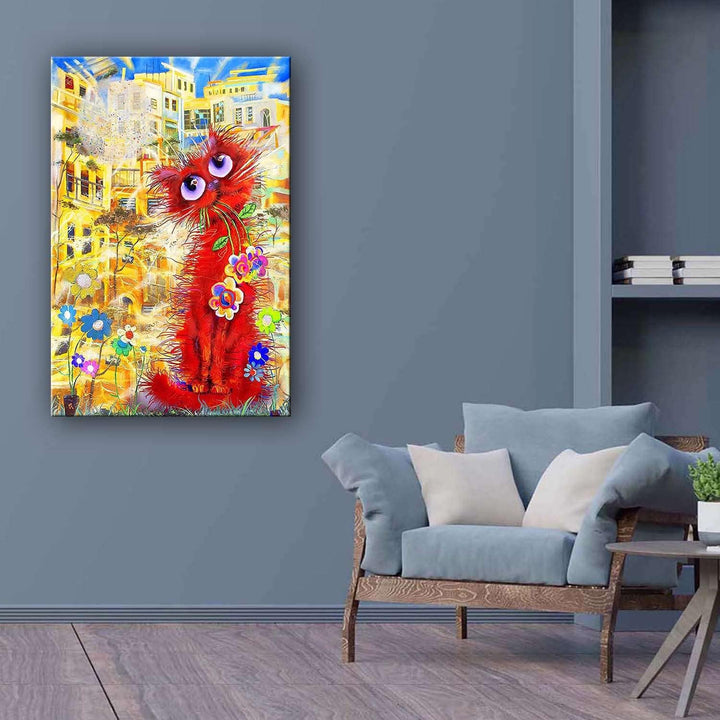 Startonight Bilder Niedliche Rote Lustige Katzen Malerei für Kinder - Leinwandbilder Moderne Kunst -