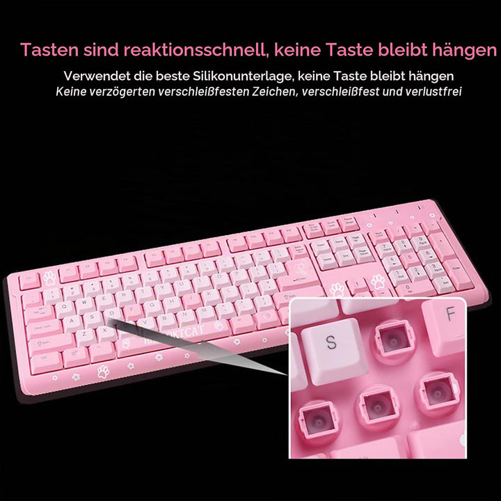 Annadue Rosa Tastatur, USB kabelgebunden Gaming Tastatur, 104 Tasten Ultradünne Computer Tastatur fü
