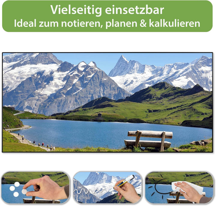 banjado Magnettafel schwarz 78 x 37cm / Magnetwand Metall/Magnetpinnwand als Memoboard/Pinnwand Magn