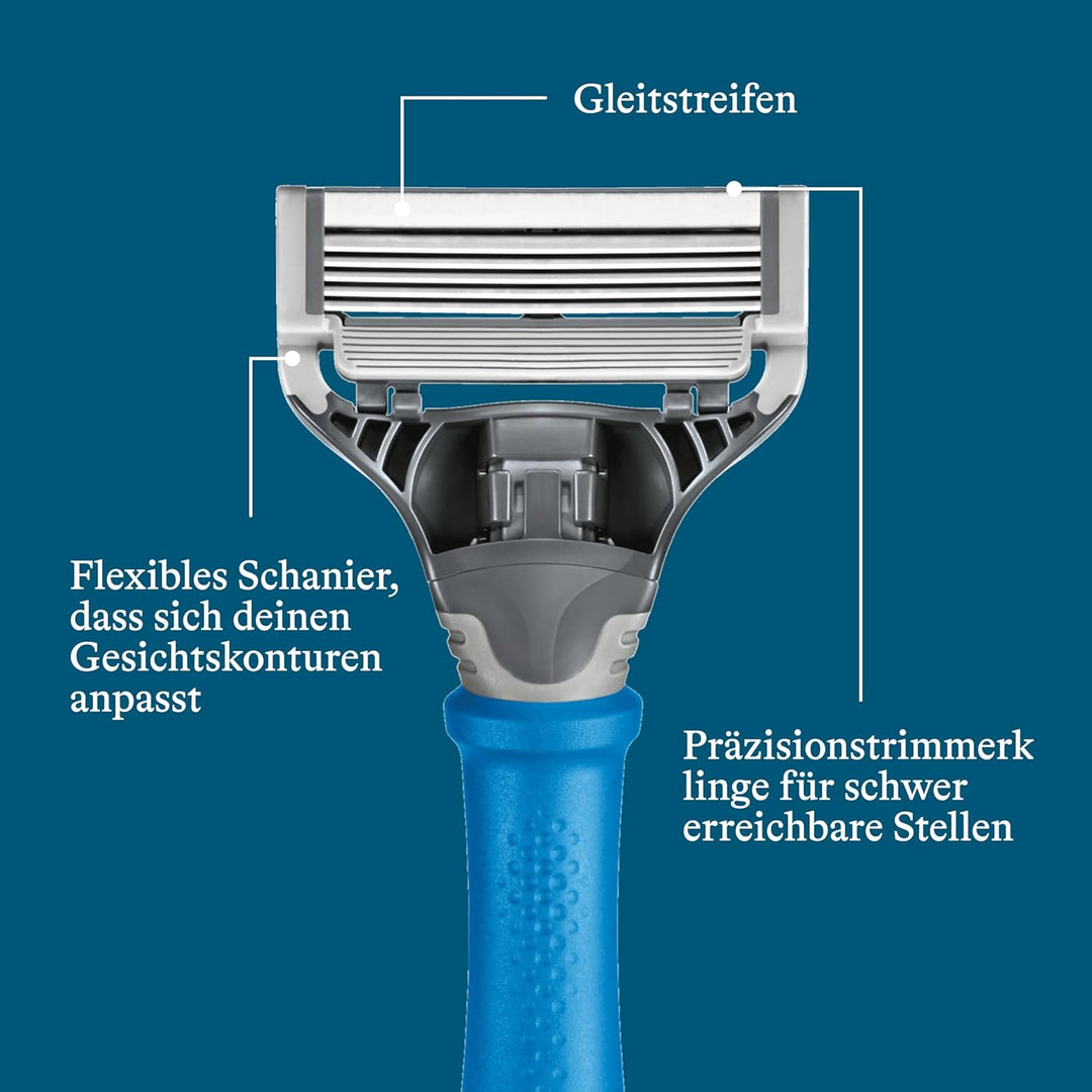 Harry’s Nassrasierer für Männer – Rasier-Set mit blauem Griff, 10 Ersatz-Rasierklingen Rasierer, Ras
