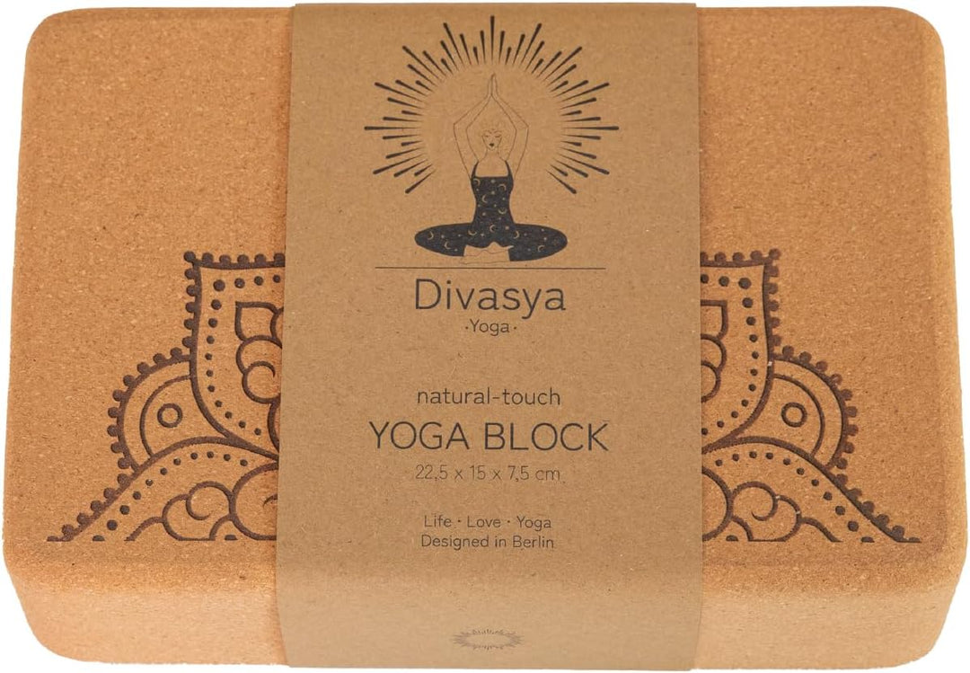 Yoga Block "natural touch" aus Kork/mittlere Grösse/abgerundete Ecken/Klassisches Yogahilfsmittel bz