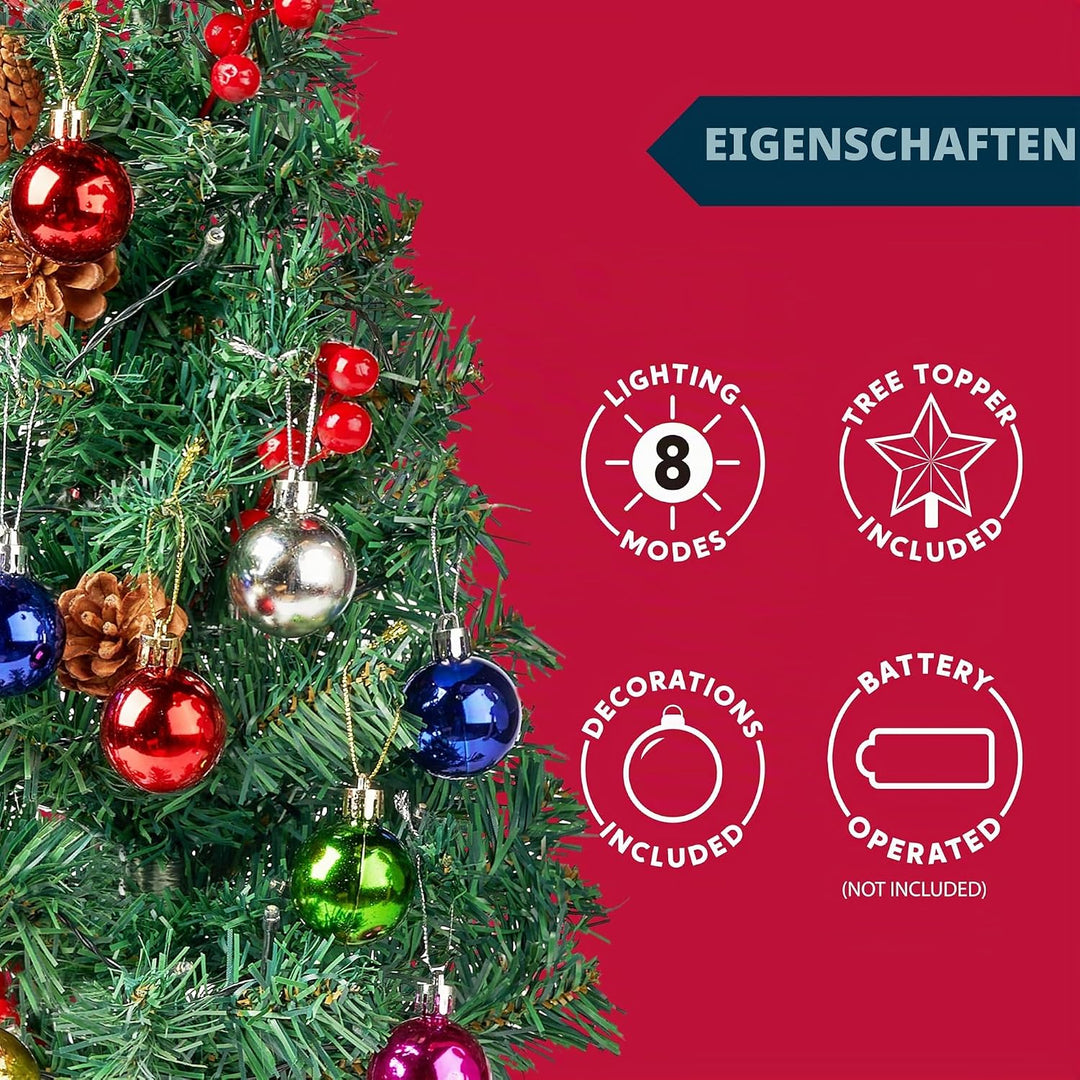 Joiedomi 24" Prelit Tabletop Weihnachtsbaum mit warmen Lichtern, Stechpalmen Beeren, Tannenzapfen fü