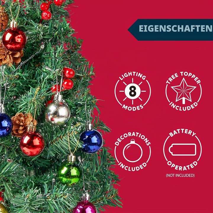 Joiedomi 24" Prelit Tabletop Weihnachtsbaum mit warmen Lichtern, Stechpalmen Beeren, Tannenzapfen fü