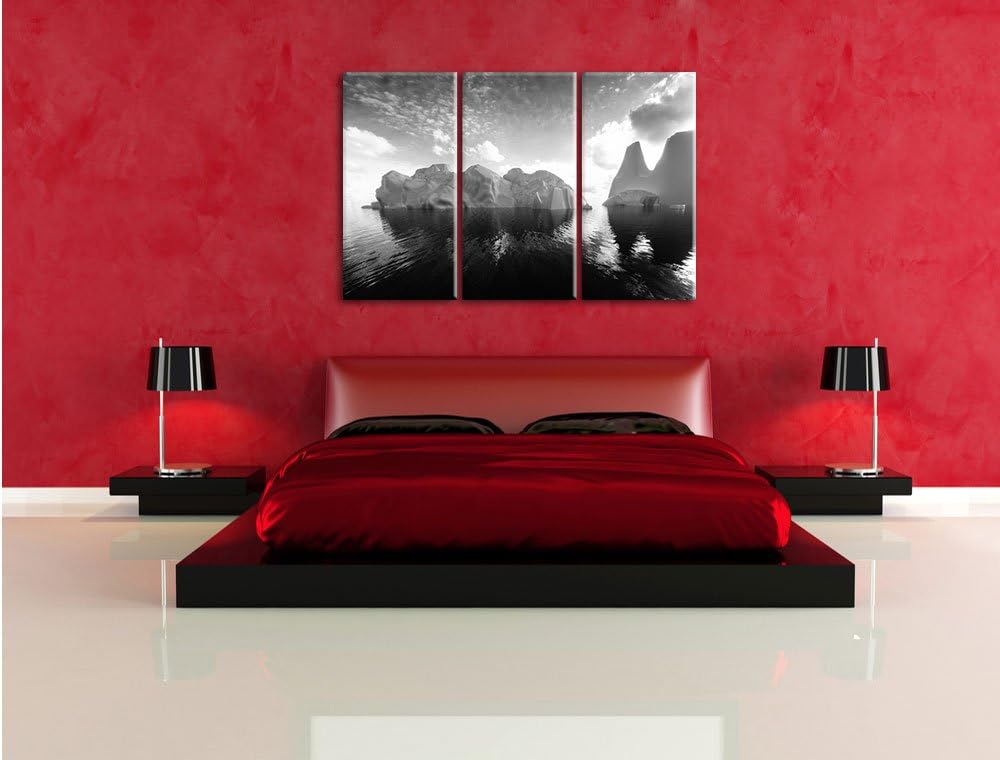 Pixxprint Eisschollen in der Antarktis / 3-Teilig/Gesamtmass 120cm Leinwandbild bespannt auf Holzrah