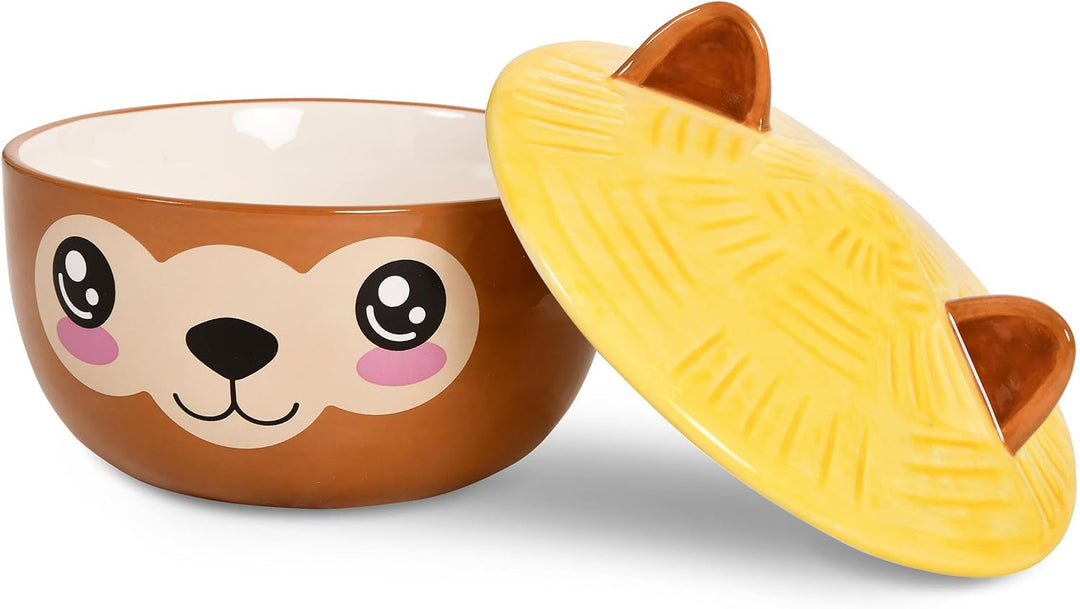 Elbenwald Alpaka Kawaii Schale mit Deckel für Anime Fans Ramen-Bowl Müslischale rundumbedruckt 550 m