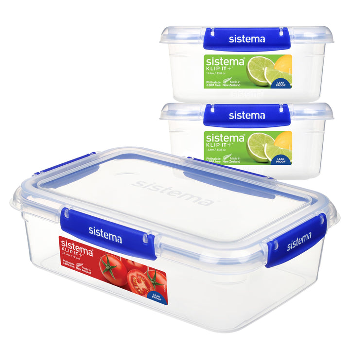 Sistema KLIP IT PLUS auslaufsichere Vorratsdosen | 2 x 1L & 2,2 L | luftdichte und stapelbare & inei