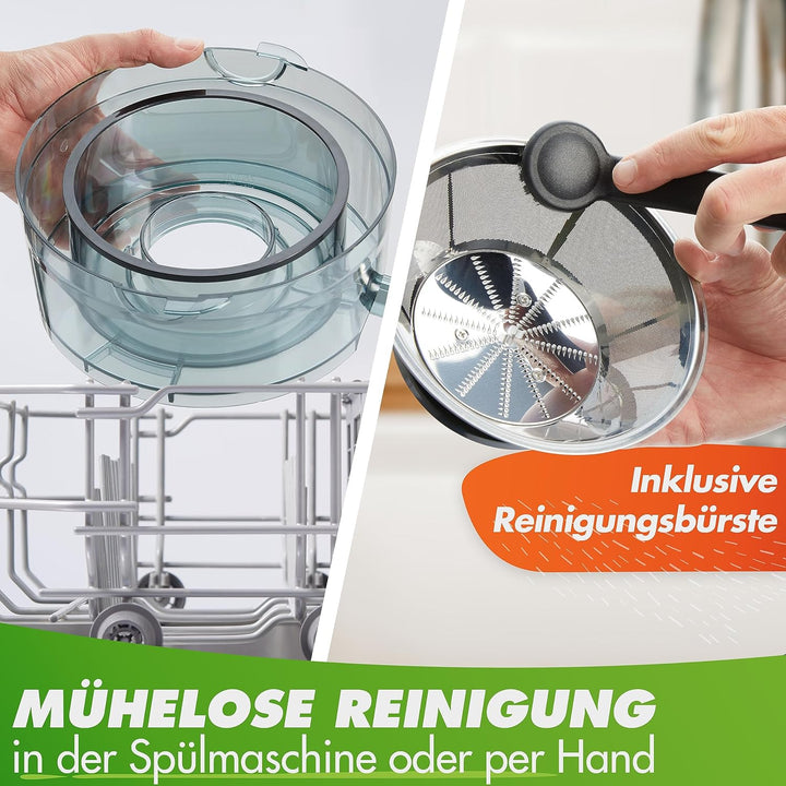 Nutrilovers *Testsieger* QUICK-JUICER Entsafter Edelstahl Obst und Gemüse I XXL-Einwurf für ganze Fr