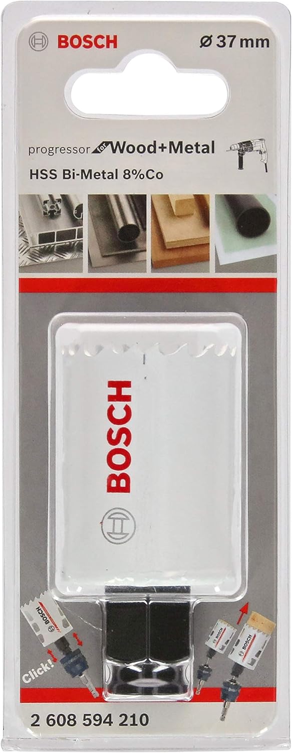 Bosch Professional Lochsäge Progressor for Wood & Metal (Holz und Metall, Ø 37 mm) + 1x Power Change