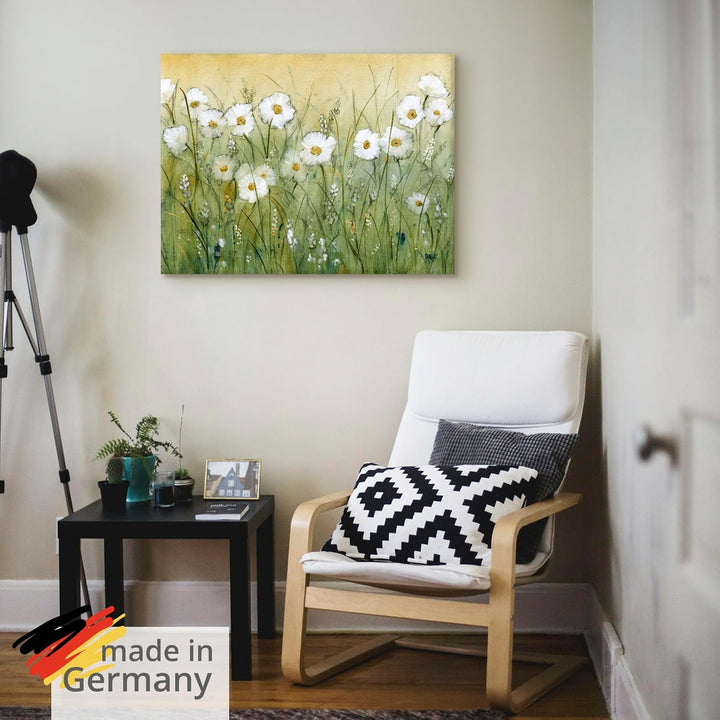 ARTland Leinwandbilder Wandbild Bild auf Leinwand 60 x 45 cm Wanddeko Botanik Blumen Gänseblümchen M