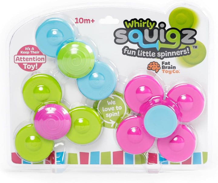 Fat Brain Whirly Squigz, Kids Preschool Toy, Spinning and Stacking Toy with Suction, Toy Building Se