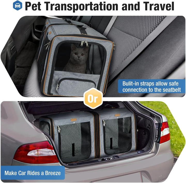 Lekeinchi 2-in-1 Hundebox Transportbox Katze für Mittelgrosses Haustier, Faltbare Katzentransportbox