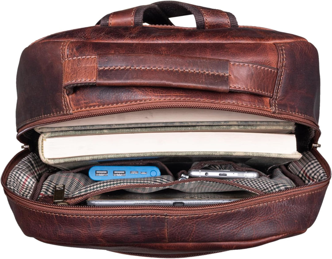 STILORD 'Glover' Business Lederrucksack für 15,6 Zoll Laptop Rucksack für Damen und Herren DIN A4 Of