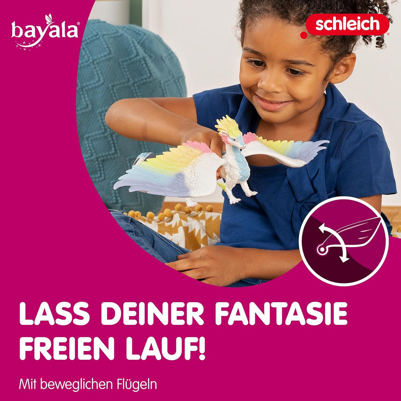 schleich 70728 BAYALA Regenbogendrache, farbenfrohe Drachen Figur mit 30,2 cm Flügelspannweite und b