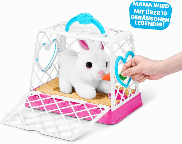 Pets Alive Mama Bunny Surprise von ZURU, realistischer, elektronischer Plüschhasen-Roboter, Überrasc