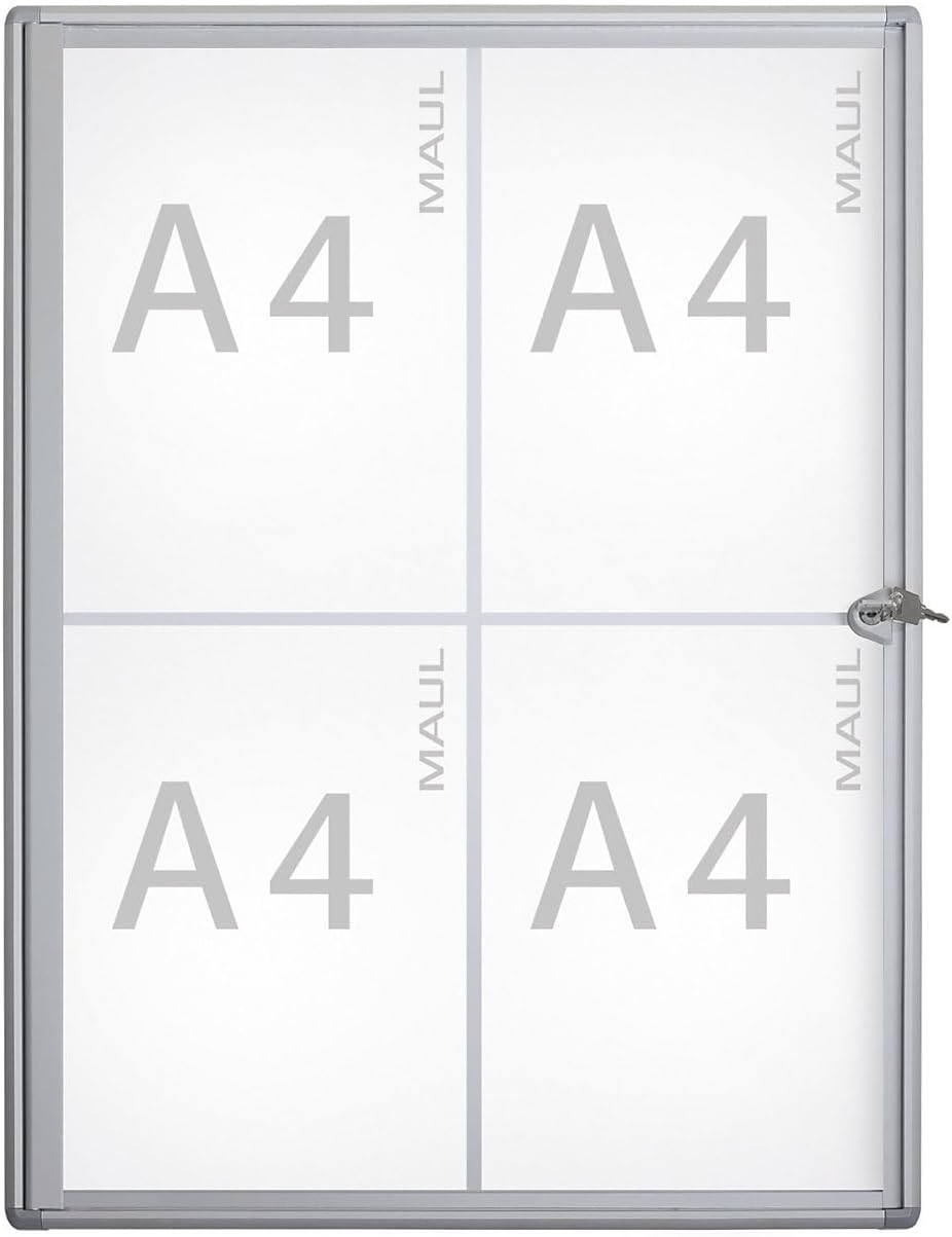 MAUL Schaukasten A4 MAULextraslim | Schaukasten Vitrine mit 4 x DIN A4 Seiten | Infotafel mit Alumin