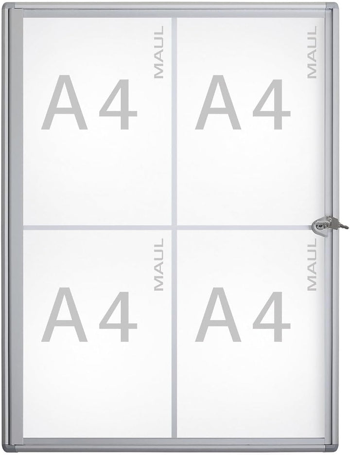 MAUL Schaukasten A4 MAULextraslim | Schaukasten Vitrine mit 4 x DIN A4 Seiten | Infotafel mit Alumin
