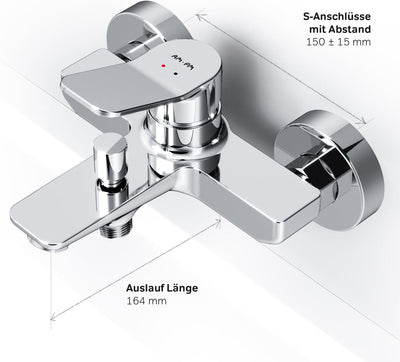 AM.PM X-Joy FXA10000 Wassersparende Wannen- und Brausebatterie kraztfest, leicht zu reinigen,mühelos