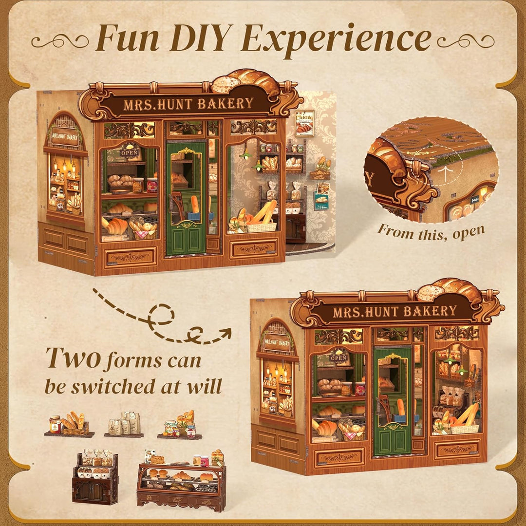 Cutefun Book Nook Kit - DIY Häuser LED-Beleuchtung - Miniature House Holzmodell Puppenhaus- 3D Holz