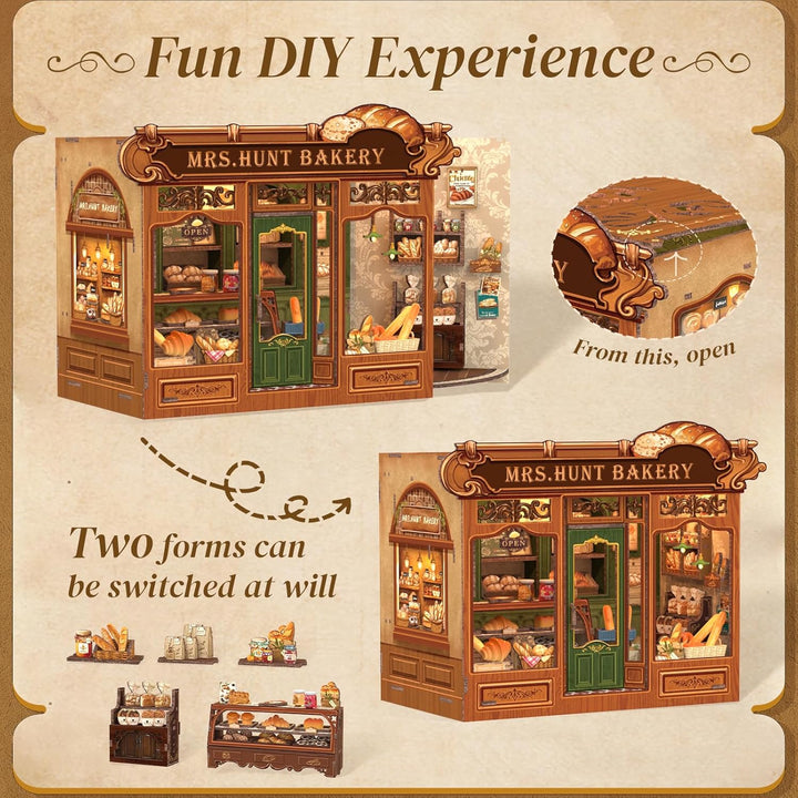 Cutefun Book Nook Kit - DIY Häuser LED-Beleuchtung - Miniature House Holzmodell Puppenhaus- 3D Holz