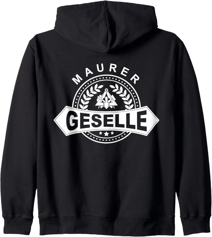 Maurer Geselle mit historischem Zunftwappen Kapuzenjacke