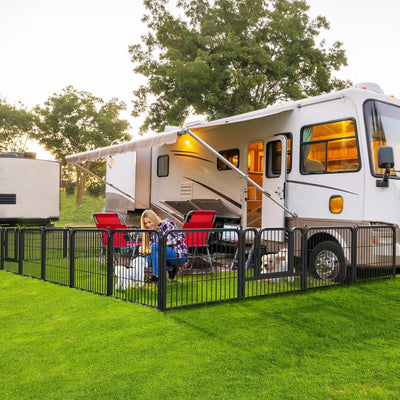 Yaheetech 12-teilig Welpenlaufstall 60cm hoch, Freigehege mit 2 Türen, Welpenzaun für Camping & Gart