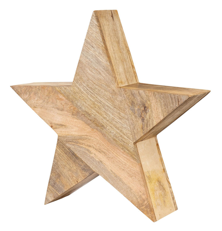 levandeo XL Stern Holzstern Mango 48cm Mangoholz Braun Natur Dekoration Tischdeko Holzdeko Unikat 48