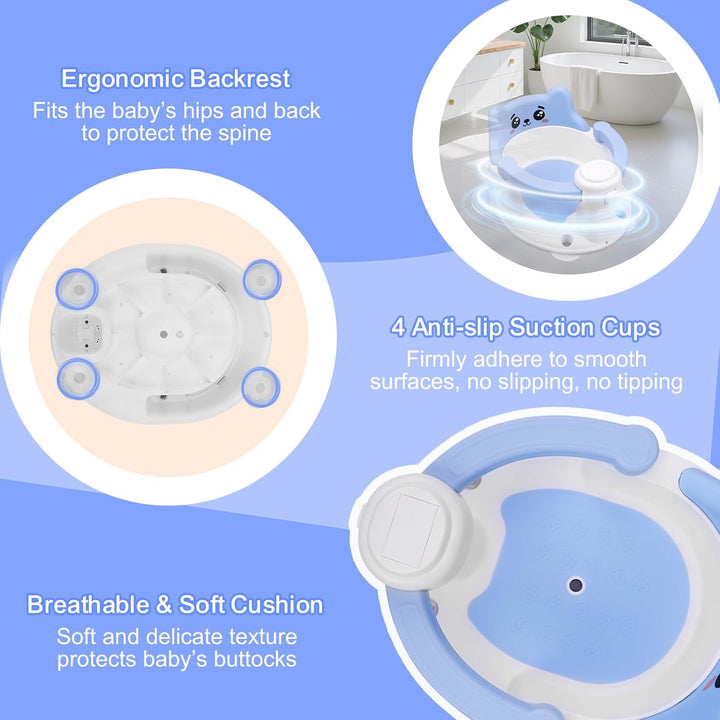 Badewannensitz Baby ab 6 Monate, Baby Badesitz mit 4 Saugnäpfen,Bath Seat für Dusche Oder Badewanne,