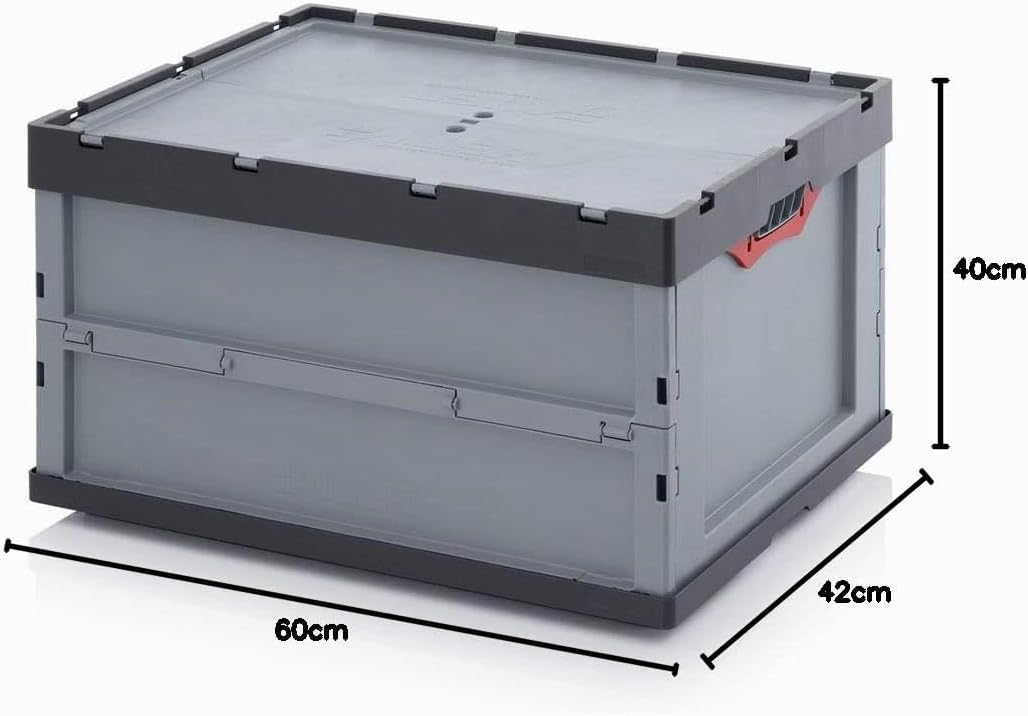 Faltbox + Deckel Auer FBD 64/42 Klappbox Kunststoff Box 60 x 40 x 42cm Volumen 87L | Stapelbehälter